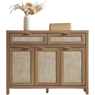Buffet en rotin avec rangement 2 tiroirs avec tablette et portes réglables pour la cuisine, la salle à manger, le vestibule et le salon