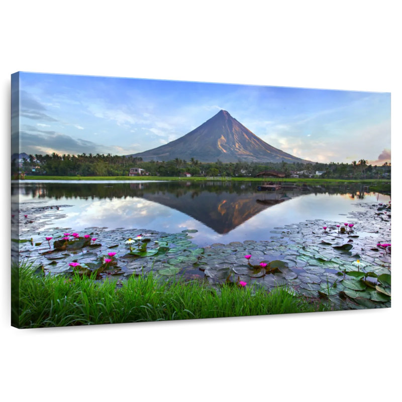 Alvord Pond By Mayon Volcano, 16" H x 24" W