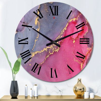 Horloge murale moderne rouge et grise de luxe avec art abstrait I