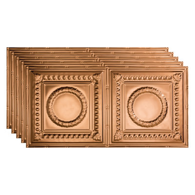 Rosette 24.38'' L x 48.38'' W Textured Vinyl Glue Up Ceiling Tile