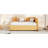 Yellow Linen Daybed With Trundle, No Box Spring Required, Stable And Robust Particle Board Structure For Home Upholstered Trundle In Linen, Spring, Wood Frame Space Optimization-1725631984