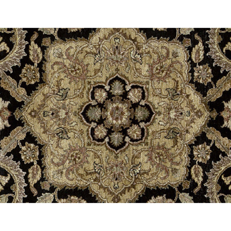 High-Quality Hand-Knotted Black And Gold Area Rug