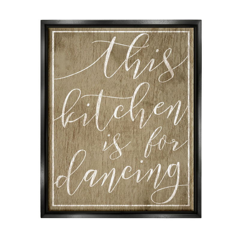 "This Kitchen Is For Dancing", art mural par Daphne Polselli, L 17 po x H 21 po, Cadre flottant noir de jais