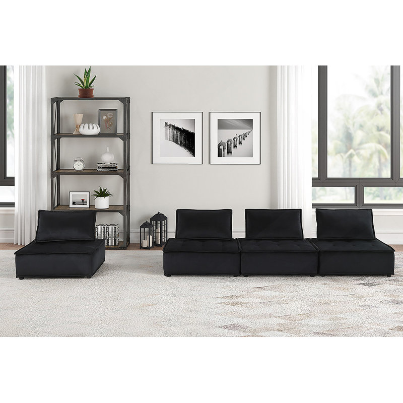 Ensemble de canapé modulaire en velours de 120 pouces avec repose-pieds pour un confort spacieux et une élégance moderne
