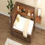 Lit de jour en bois pleine grandeur avec tablettes de rangement, USB, DEL et lit gigogne, couleur bois antique-292634016