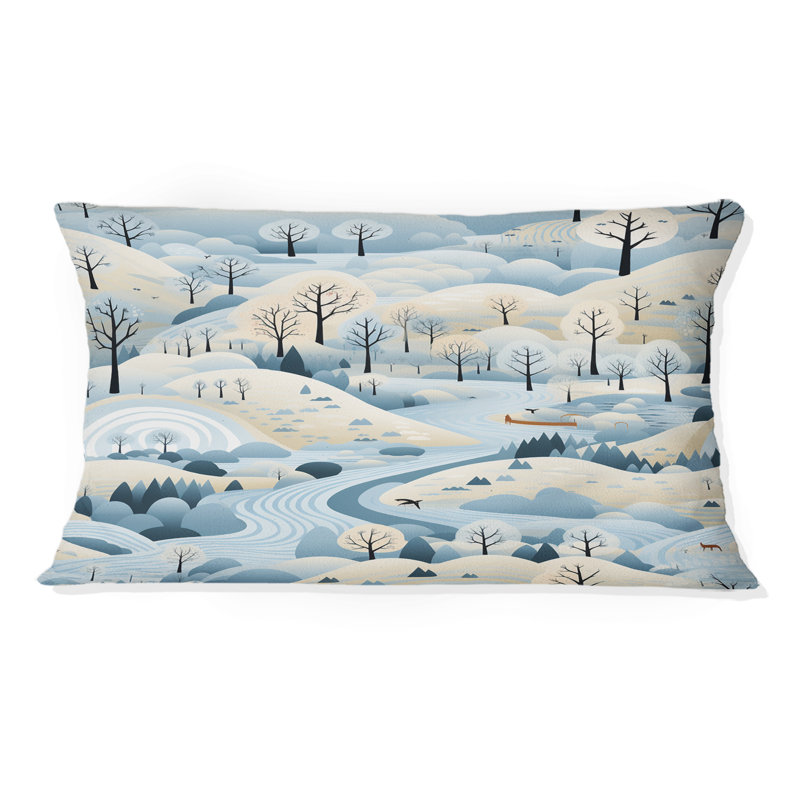 Scandinavian Winter Landscape - Floral Printed Throw Pillow