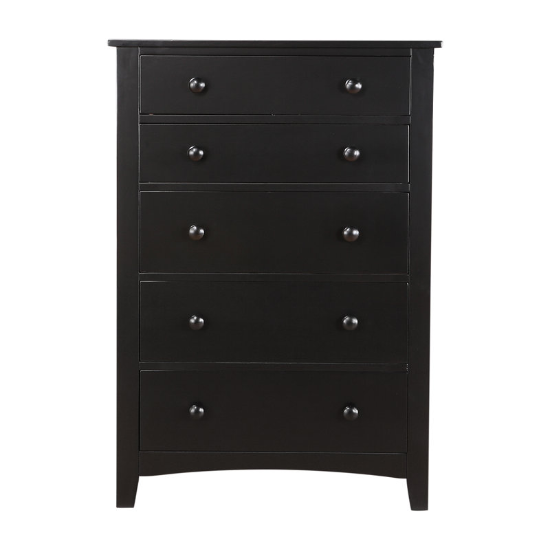 Alveta 31.6'' W 5 - Drawer Dresser, Black