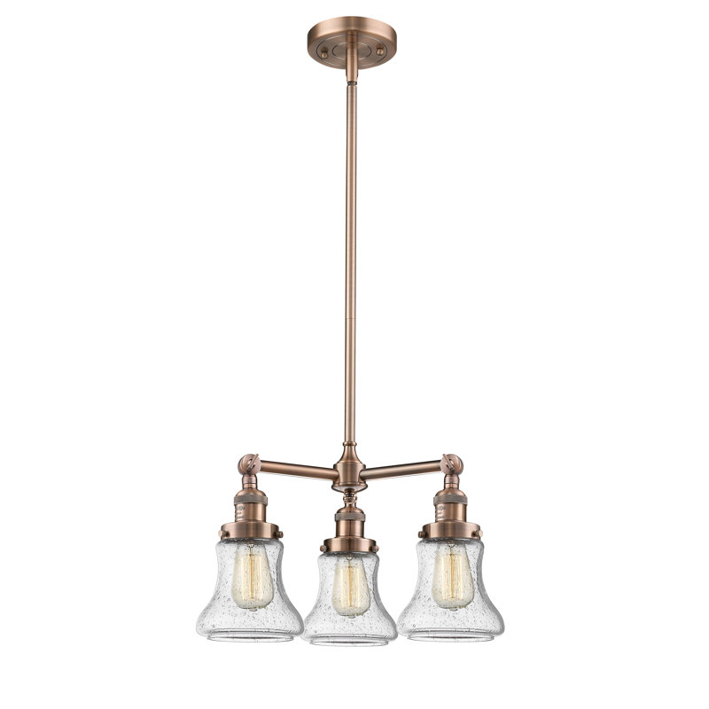 Lustre classique à 3 lumières Edda, Grainé, Cuivre antique, Ampoule DEL rétro de 3,5 watts
