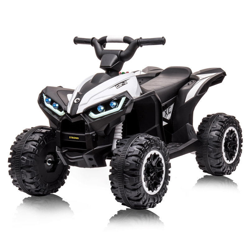 12V White Quad Electric Ride-On ATV with LED Lights