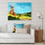 Paysage avec un moulin à vent et un toit de tuiles - Peinture sur toile-67236711-67236716