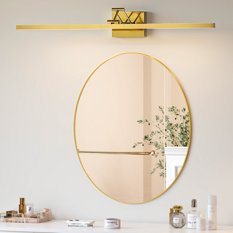 Luminaire de salle de bain moderne 1 lumière 24 po 3CCT avec tête pivotante 360 ° et bras pivotant, Or brossé