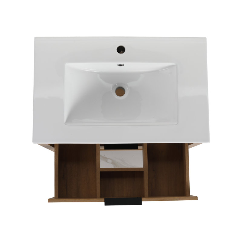 Ensemble de meuble-lavabo simple 30 po Drome, Blanc, Imitation chêne