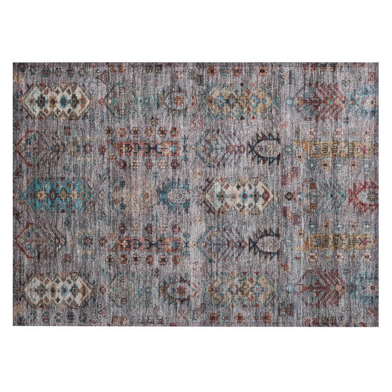 Machine Washable Indoor/Outdoor Xhevrie Gray Rug, Rectangle 1'8" x 2'6"