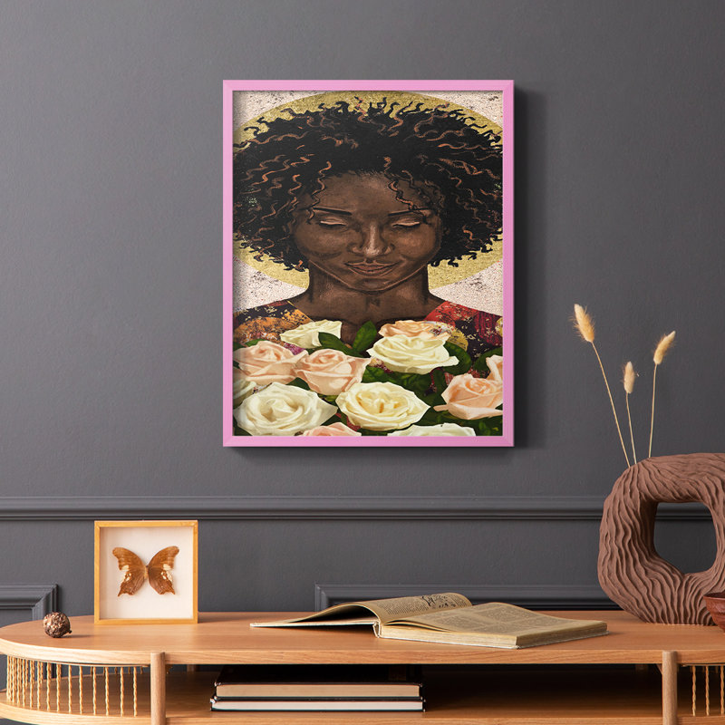 Méditation I, reproduction encadrée - bois massif, Rose, H 10 po x l 8 po