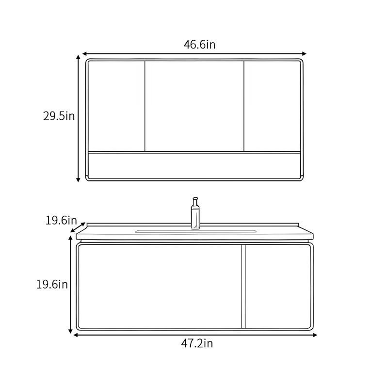 Armoire de salle de bain simple et haut de gamme rétro