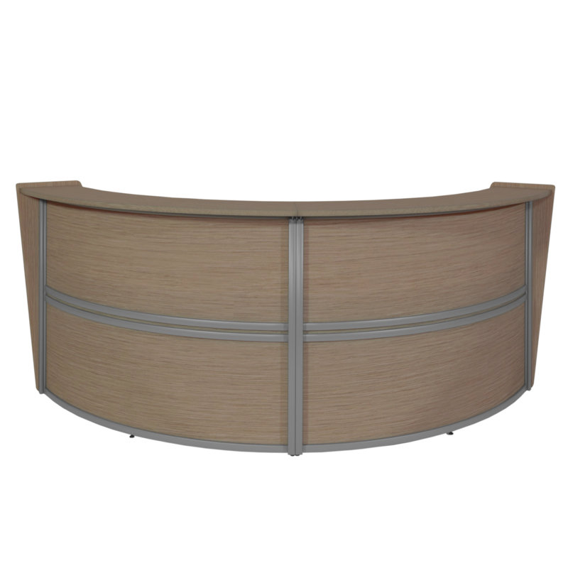 Poste de travail courbé Neshelle, H 45,5 po x l 124,5 po x P 49 po, Chêne noble