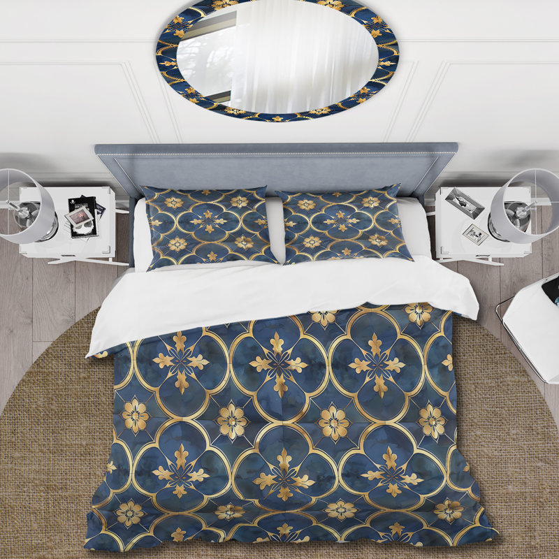Blue Gold Traditional Mosaic Beauty - Ensemble de housse de couette Traditional