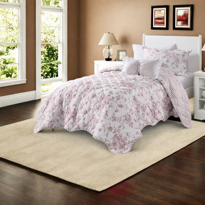 Ensembles de literie rose moderne, courtepointe simple en polyester, maison de campagne florale