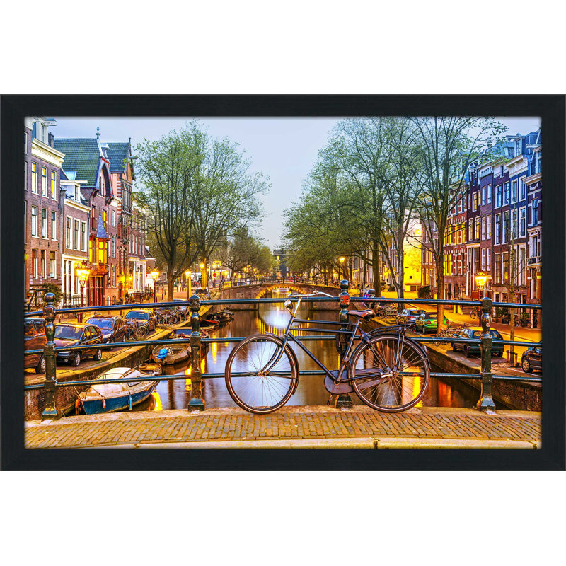 " Amsterdam Bicycle ", 21.5" H x 27.5" W x 0.75" D, Espresso Framed