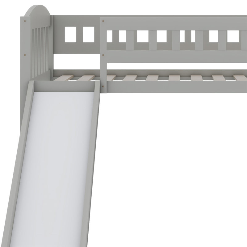 Lit mezzanine avec glissoire et échelle, gris