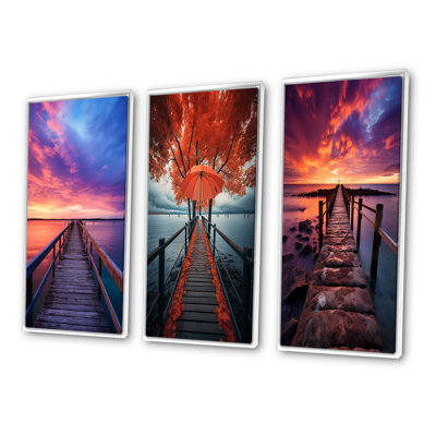 «Pier Twilight Retreat», 3 pièces sur toile