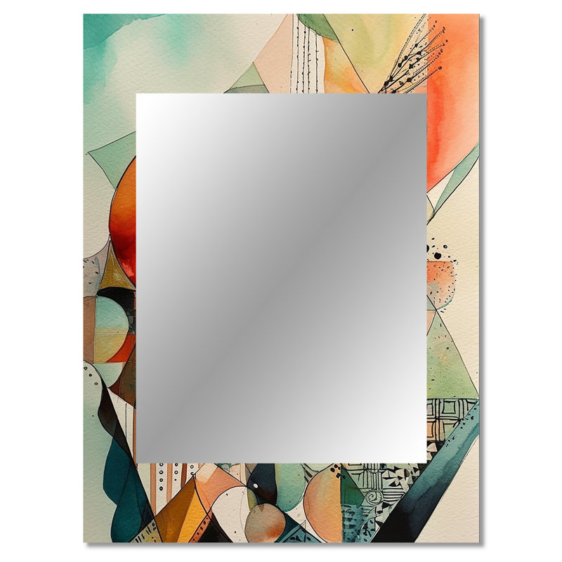 Joyful Geometric II - Abstract Landscapes Unique Wall Mirror, Modern & Contemporary Mirror, Printed Metal Art, 40" x 30"