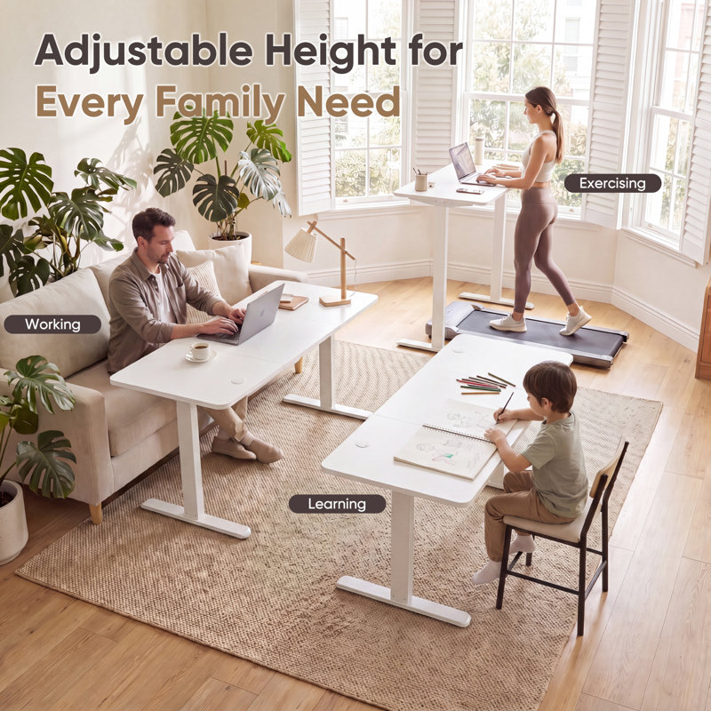 Bureaux debout à hauteur réglable Putnam, Blanc, H 48 po x l 62,99 po x P 23,62 po