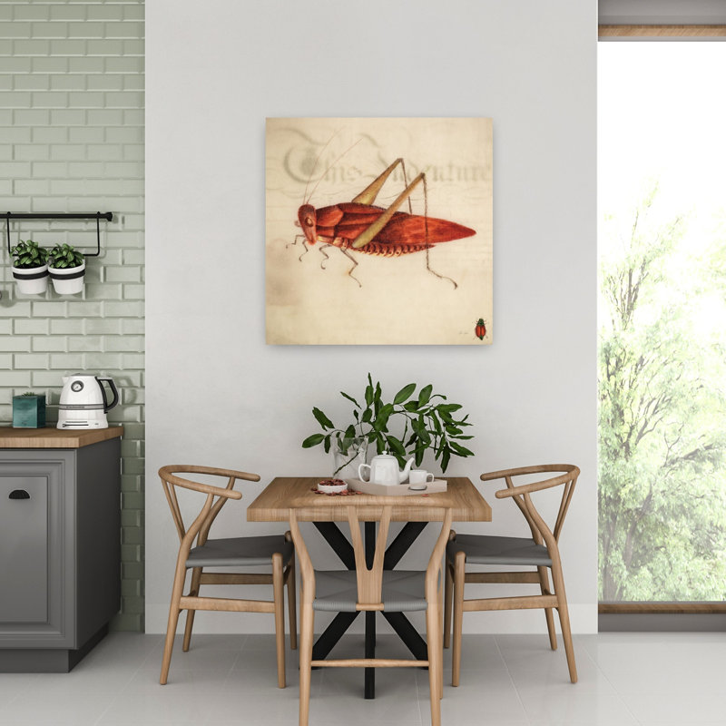 Art rétro de sauterelle rouge rétro, H 32 po x l 32 po