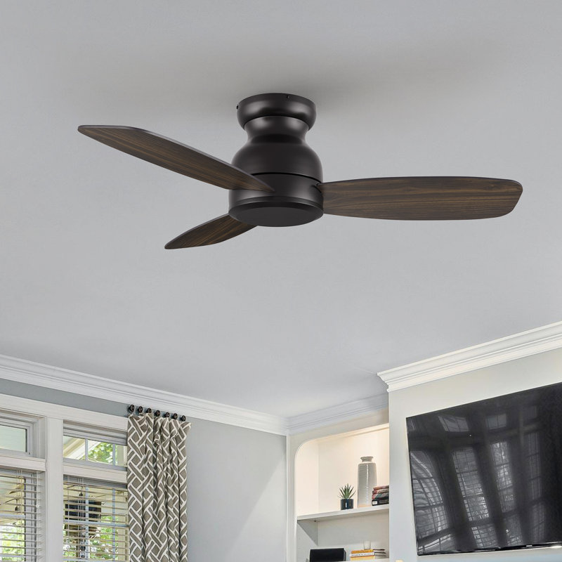 Télécommande de ventilateur de plafond à 3 pales 44 po sans lumière 44 po, Noir/noyer