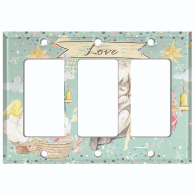Patterned 3 - Gang Rocker Standard Wall Plate