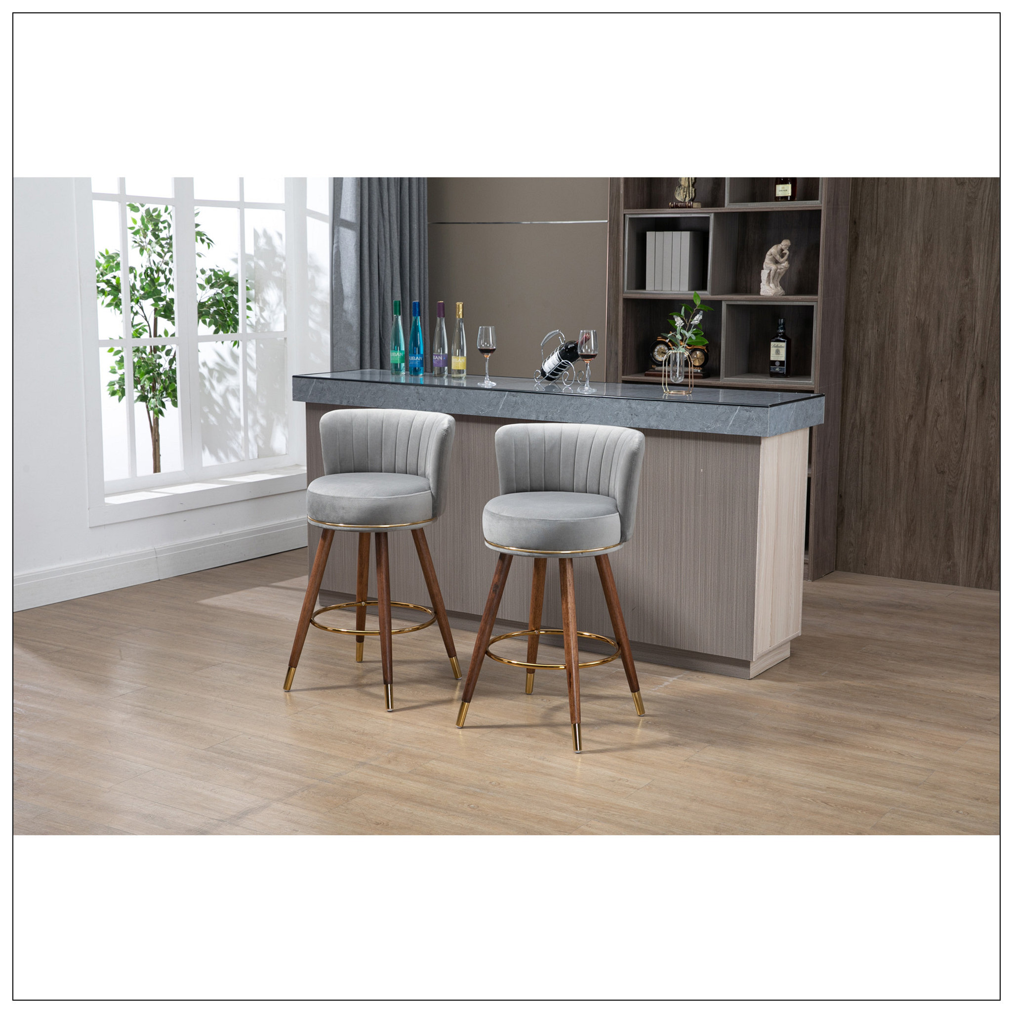 Everly Quinn Counter Height Bar Stools Set Of 2 For Kitchen Counter ...
