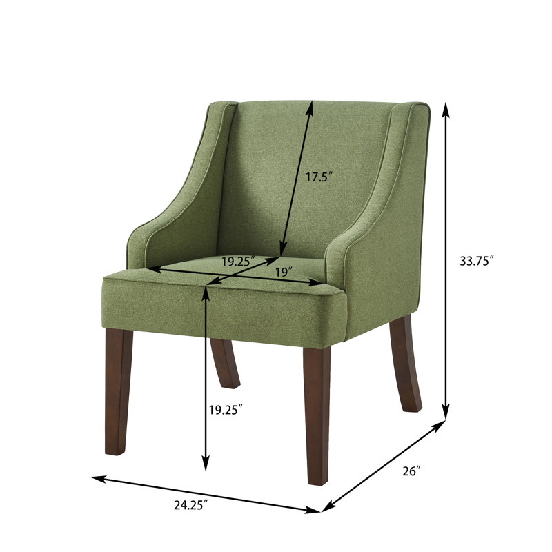 Chaise d'appoint Mid-Century moderne en lin vert lime avec pieds en bois
