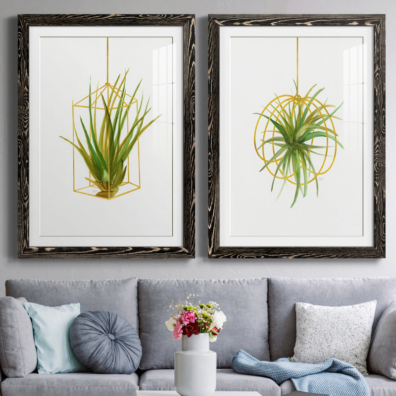 " Hanging Airplant II " 2 - Pieces, Black Framed Paper, 32" H x 23" W x 1" D