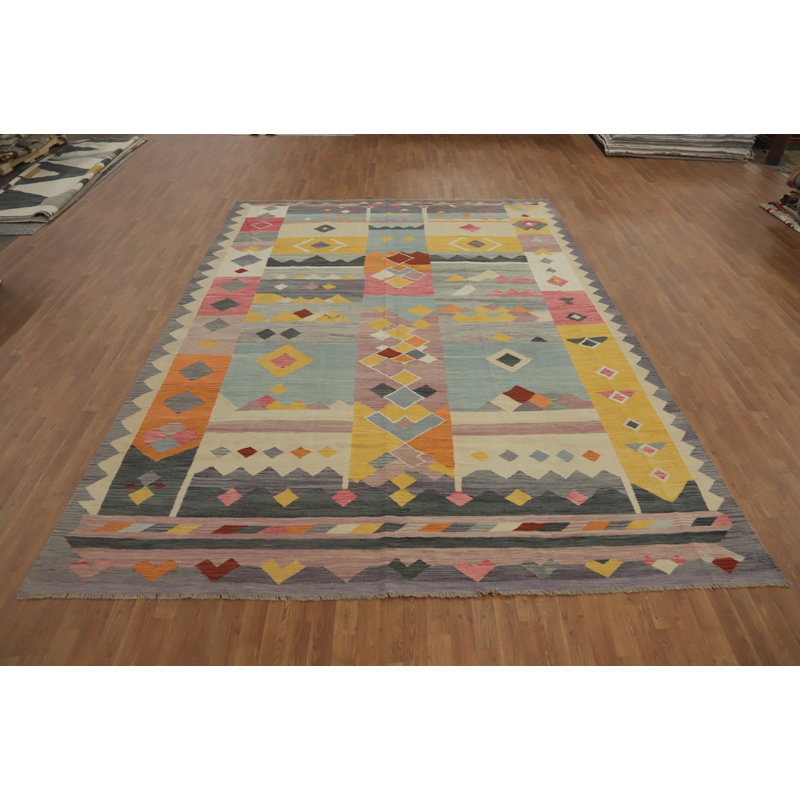 Tapis tribal en laine tissé à la main 10 x 13