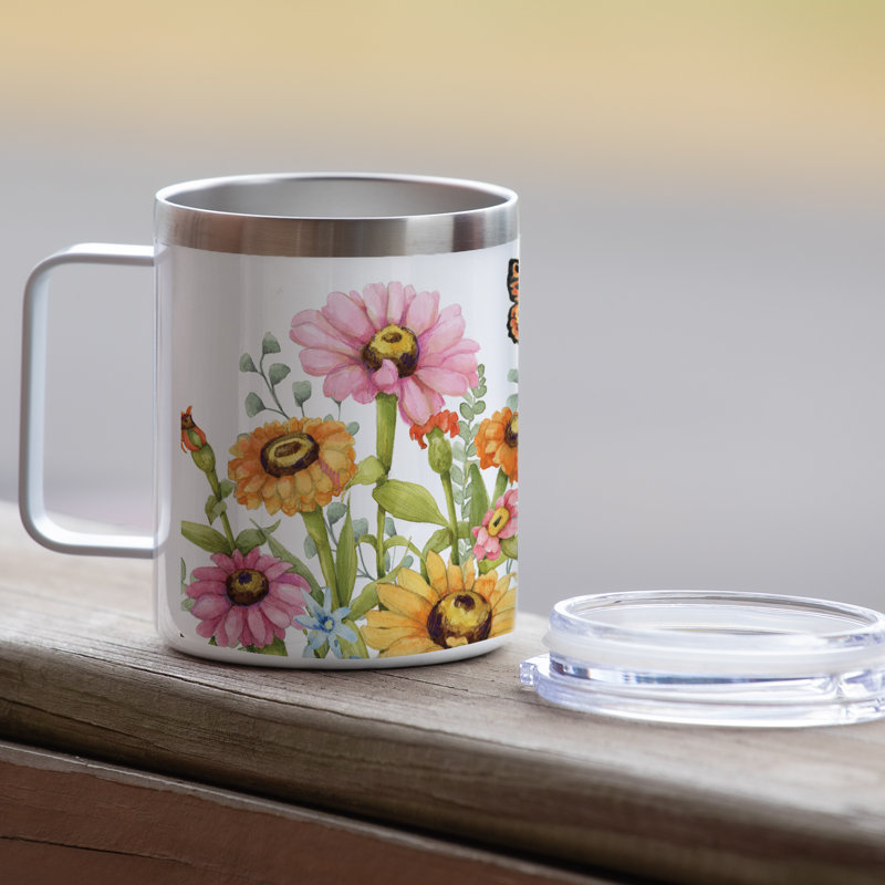 Winston Porter Garden Walk Stainless Steel Mug w/Lid 12 oz.