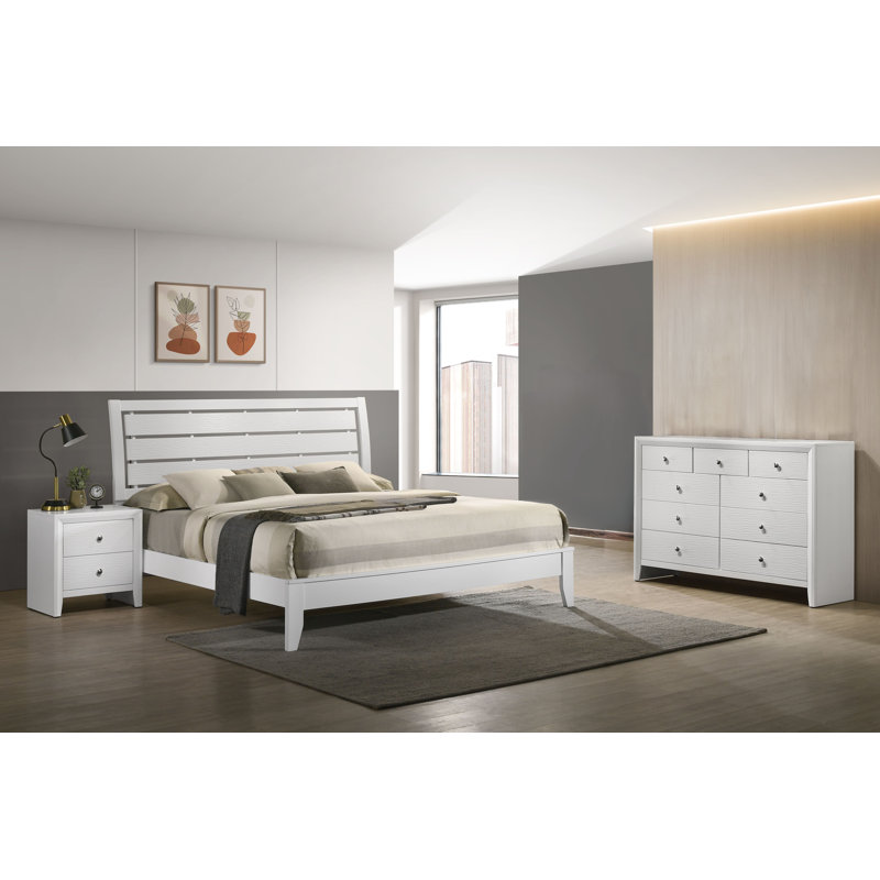 Ensemble de chambre à coucher à panneaux 3-2 Rodericus, Simple, Blanc