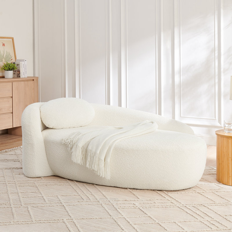 Chaise longue avec accoudoirs latéraux et coussin, Beige