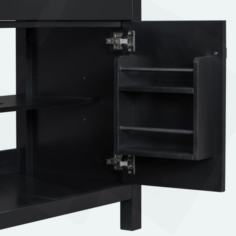 Meuble-lavabo de 30 po avec lavabo en céramique, armoire de salle de bain simple moderne avec 2 portes et une tablette, portes à fermeture douce