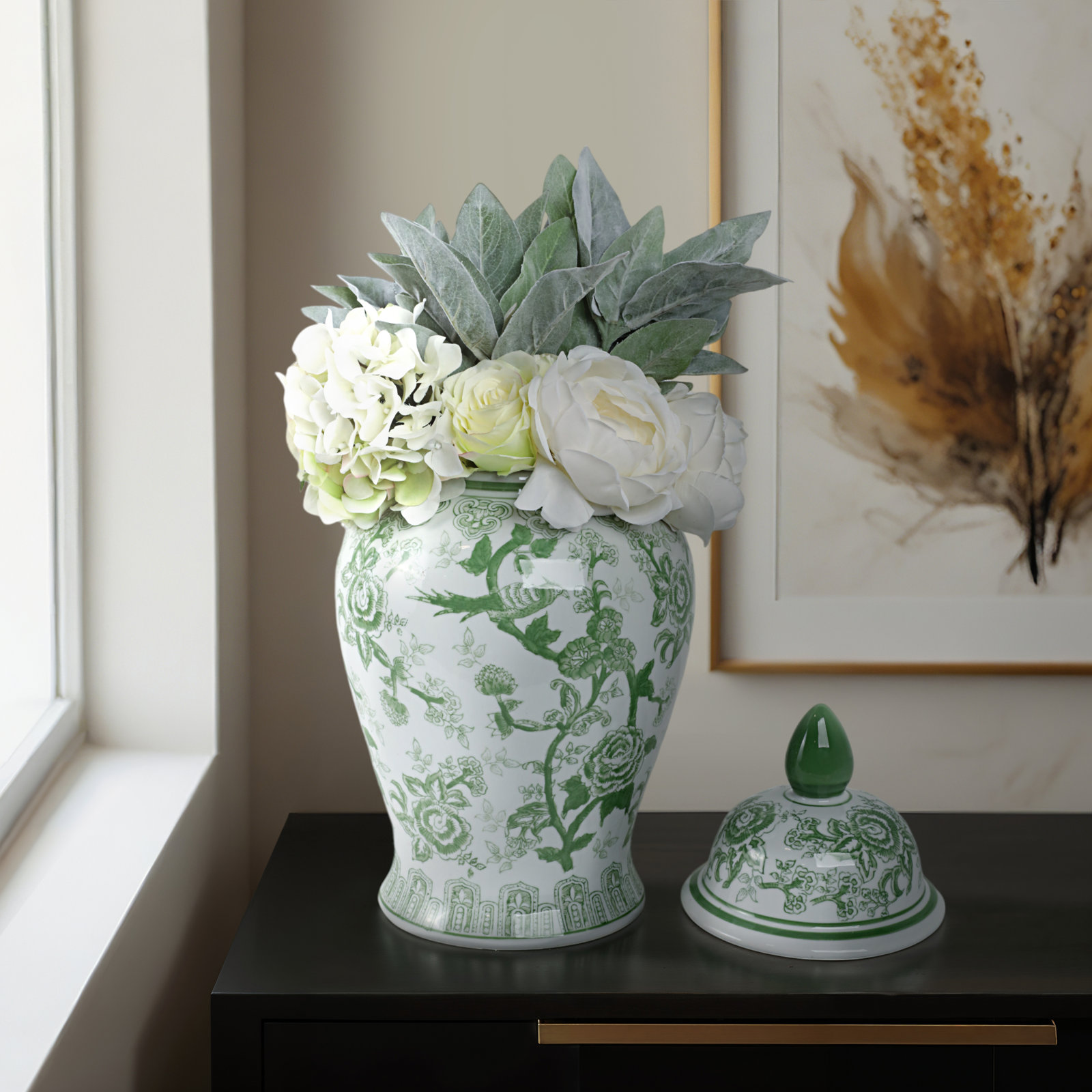 Ceramic Decorative Jar, 18" H x 10" W x 10" D