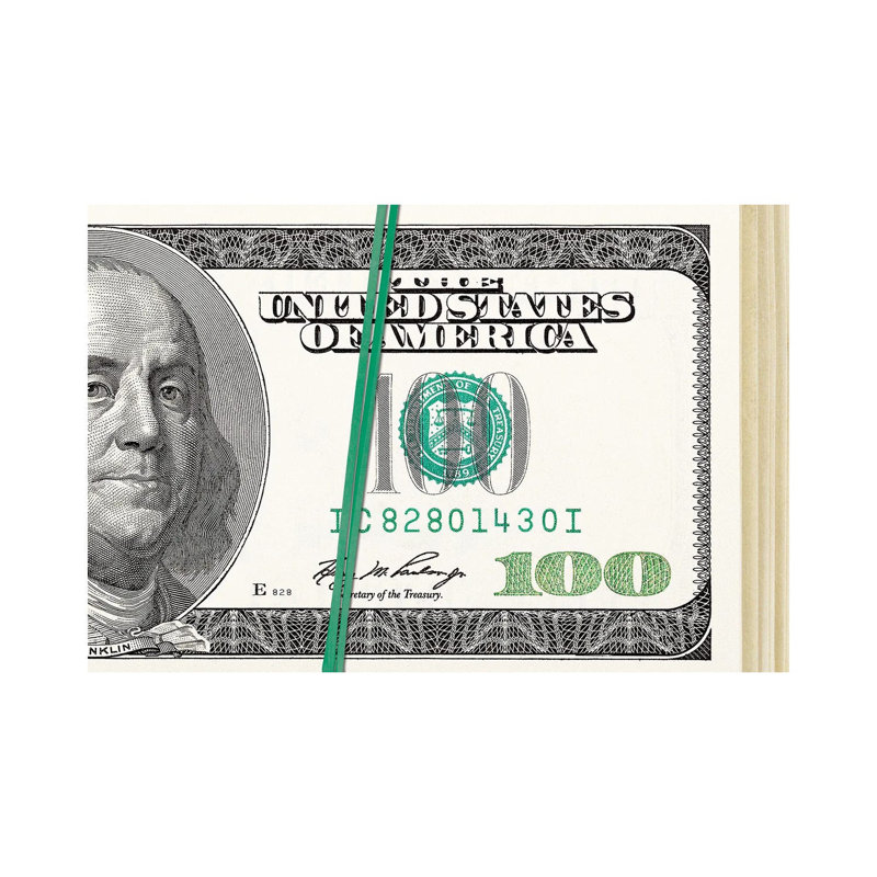 Folded Hundreds - Print on Canvas, 45.72cm H x 66.04cm W x 1.91cm D, Wrapped Canvas