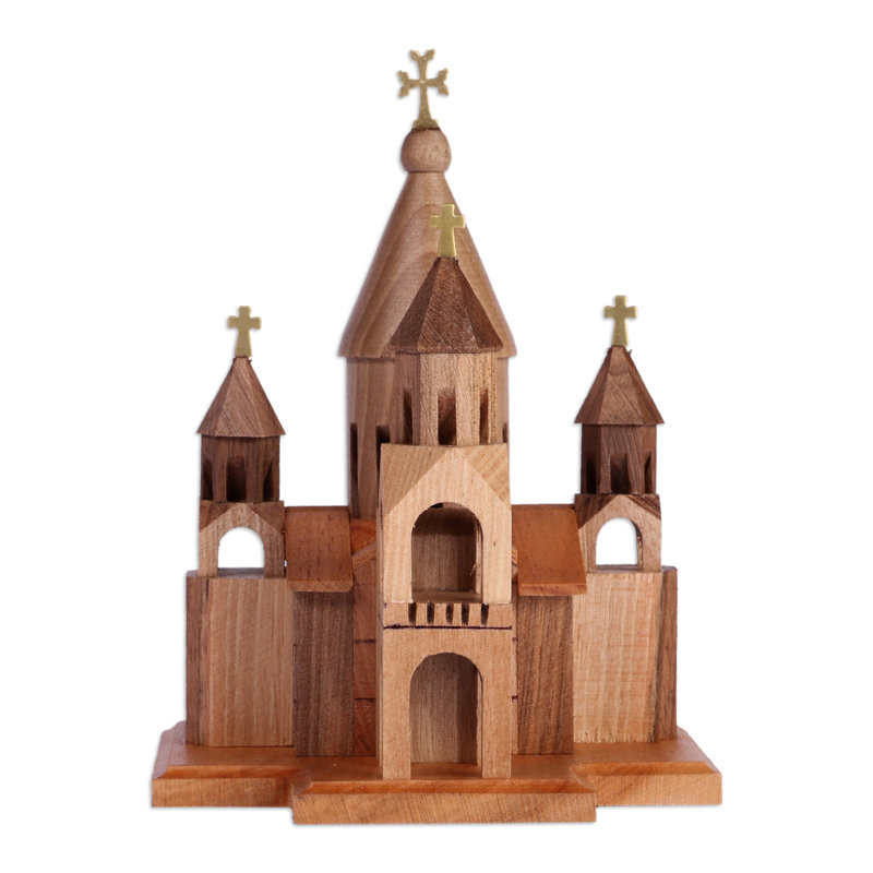 Gracie Oaks Handmade Etchmiadzin Cathedral Wood Sculpture