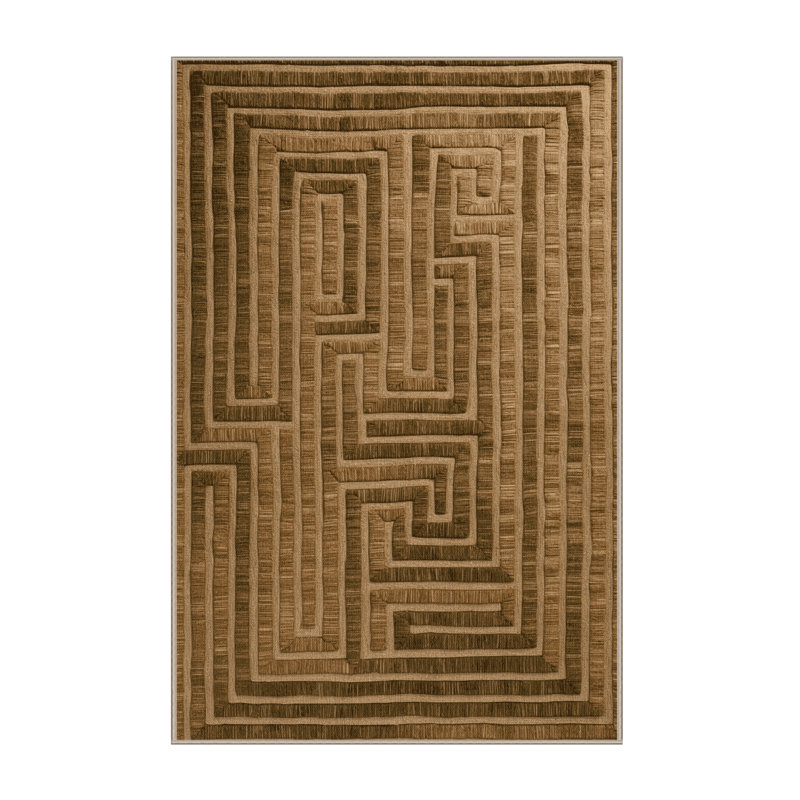 Machine Washable Botanical Brown Area Rug