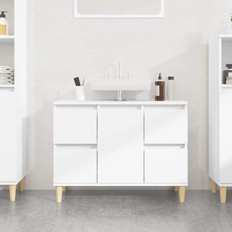 Tonsina Freestanding Bathroom Cabinet, White/Natural