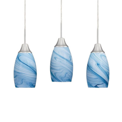 3-pack Blue Mini Glass Pendant Light