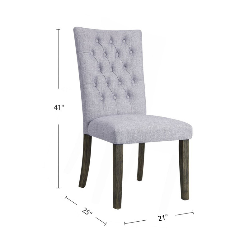 Ensemble de 2 chaises d'appoint rembourrées en lin gris, finition chêne gris