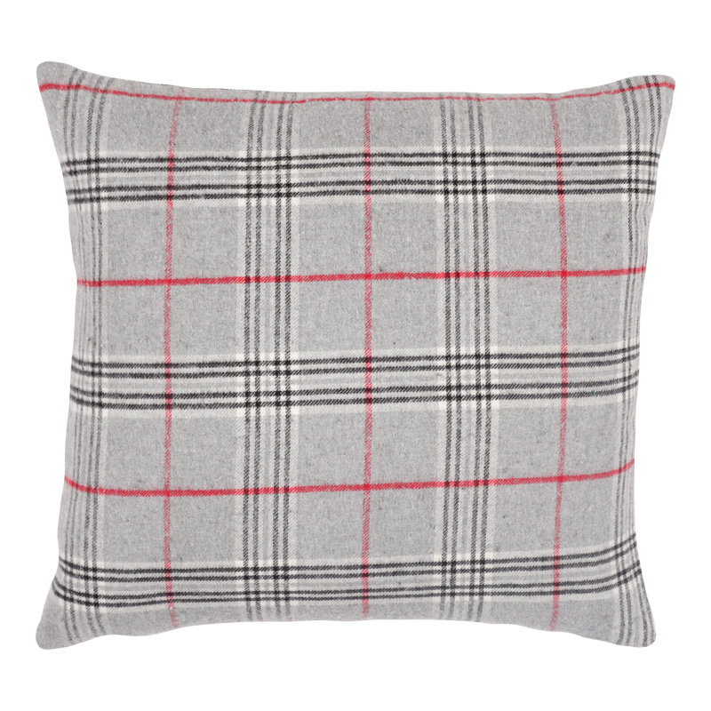 Plaid Feather Reversible Throw Pillow