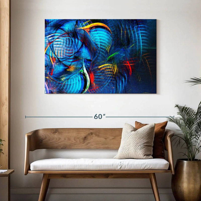 Avery Azure In Fractal Grids, 30" H x 45" W