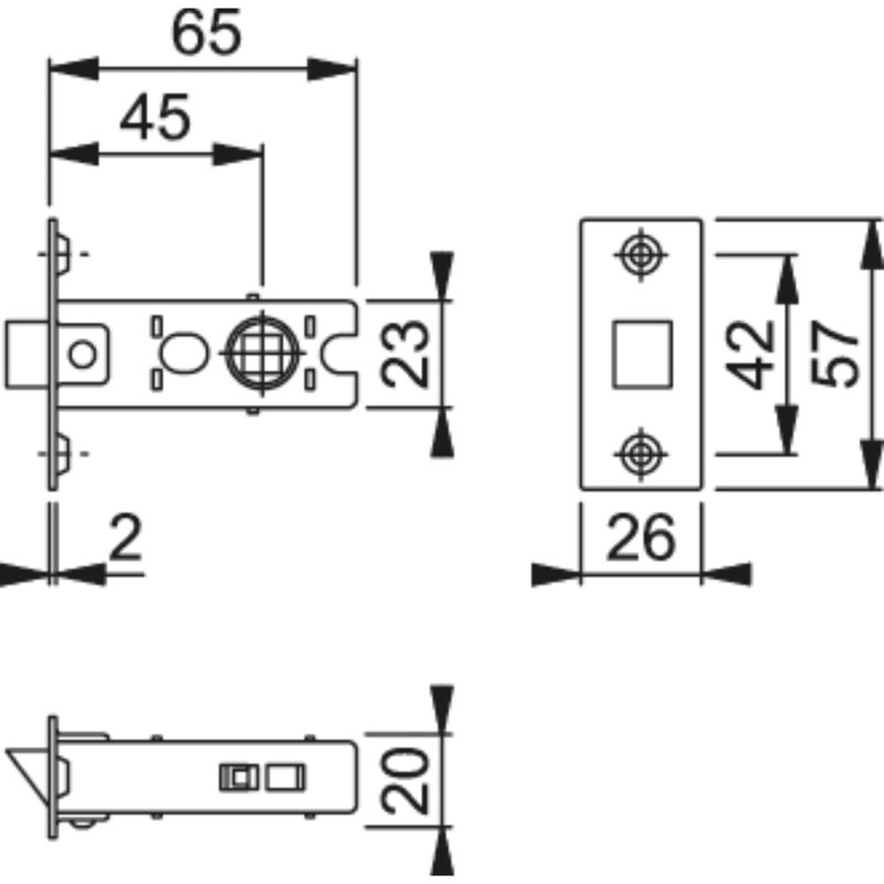 Stainless Steel Latch, 2.3cm H x 2cm W x 6.5cm D