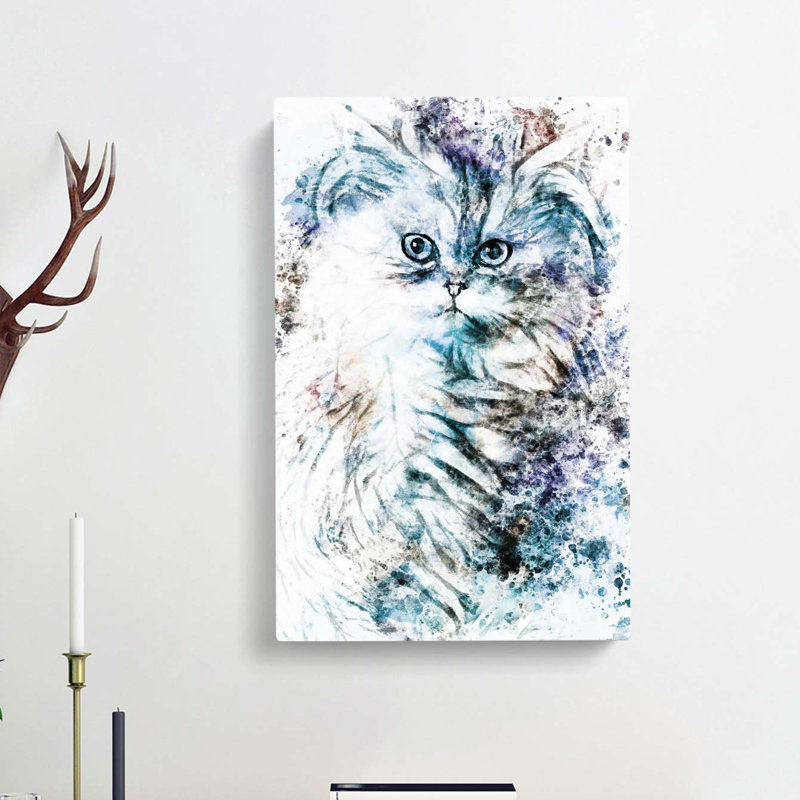 Persian Cat In Abstract - Wrapped Canvas, 60cm H x 40cm W x 3cm D