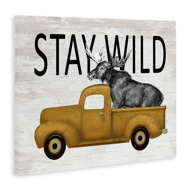 «Stay Wild Moose Truck Canvas», design par Lettré et doublé, H 30 po x l 40 po